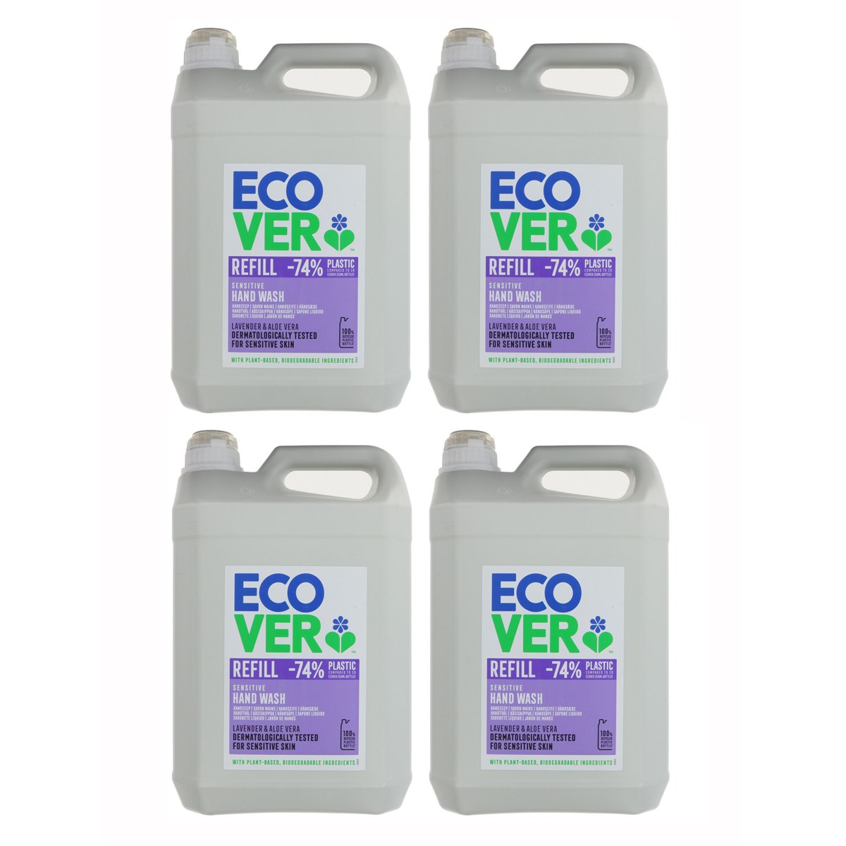 Case of 4 x Ecover Mizu Hand Soap Refill Lavender and Aloe Vera 5 Litre