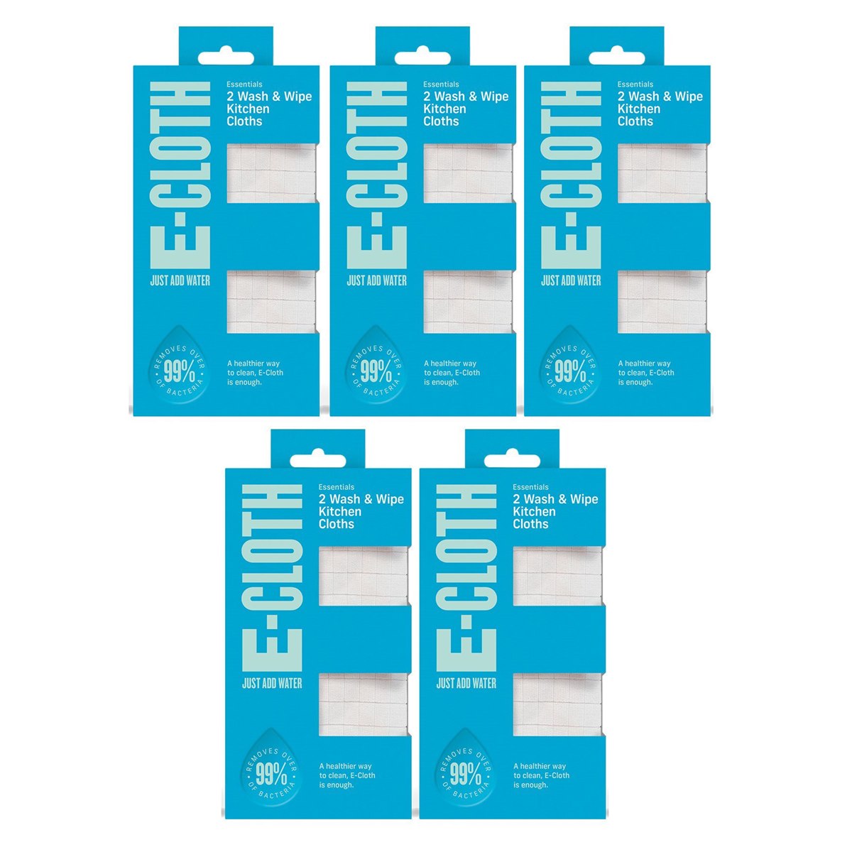 Case of 5 x E-Cloth Wash and Wipe Kitchen Cloths 2 Pack