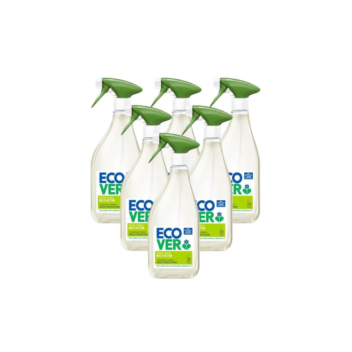 Case of 6 x Ecover Multi-Action Surface Cleaner Spray Lemongrass and Orange 500ml