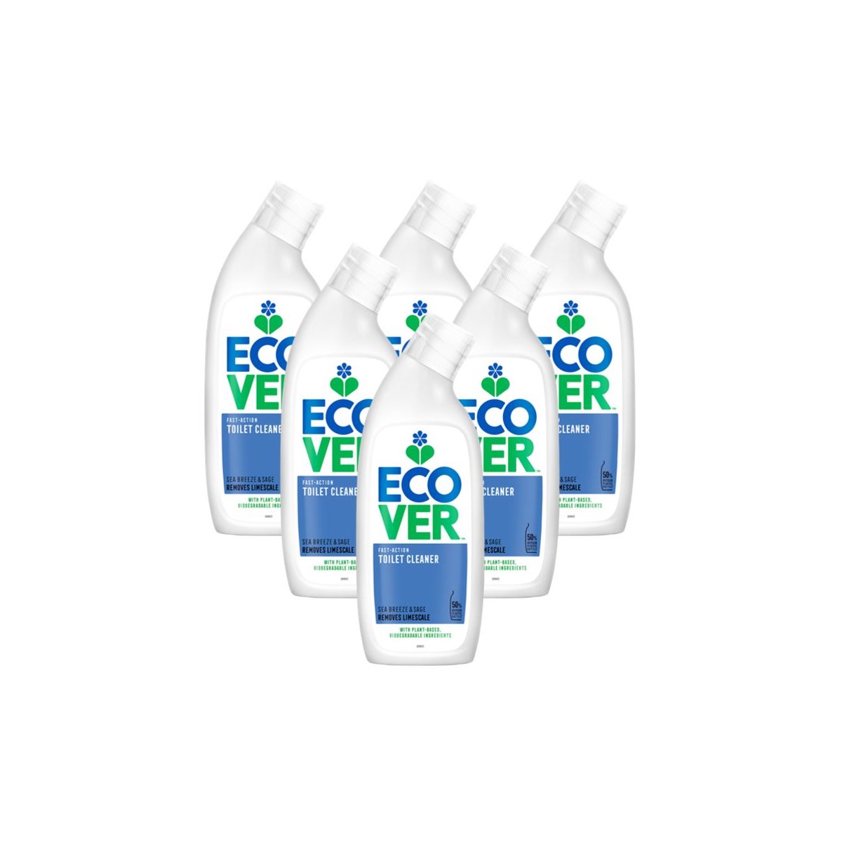 Case of 6 x Ecover Fast Action Toilet Cleaner Sea Breeze and Sage 750ml