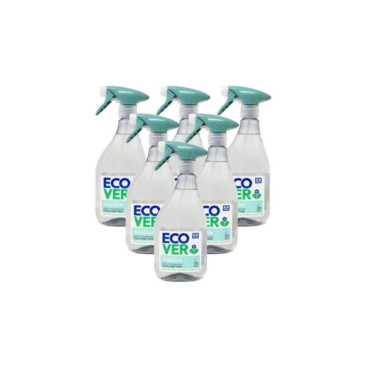 6 x Ecover Window and Glass Cleaner Green Tea and Grapefruit 500ml