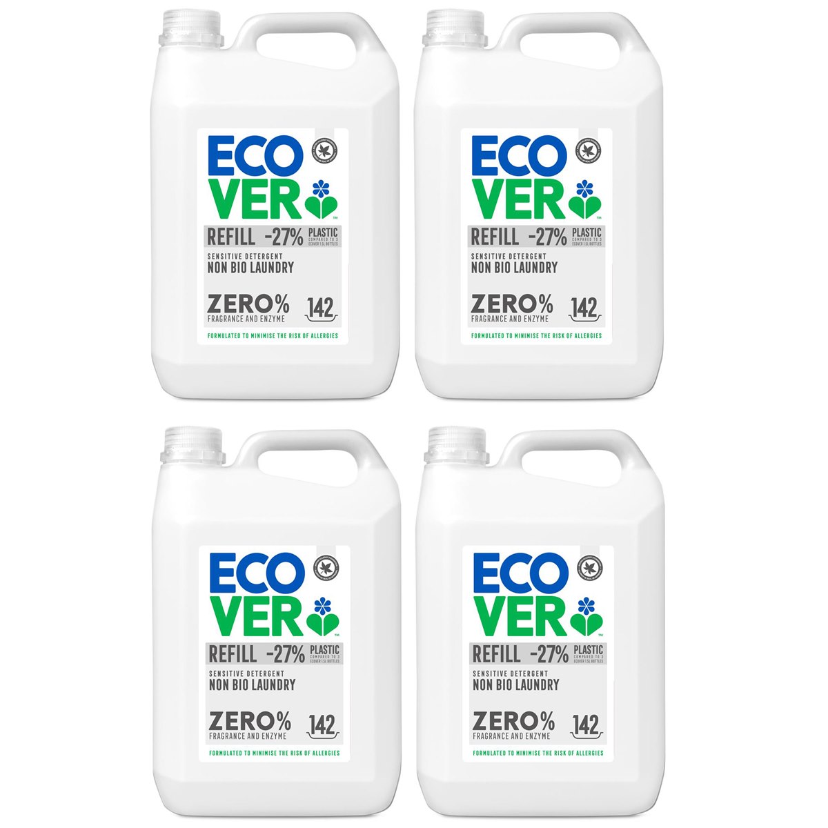 Case of 4 x Ecover Zero Sensitive Non-Bio Laundry Liquid Refill 5 Litre