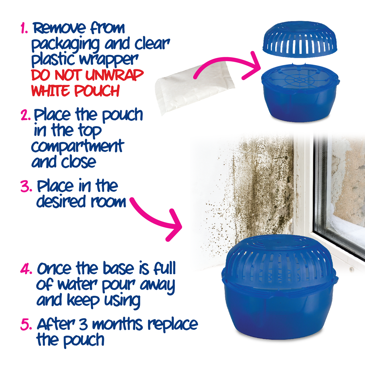 How to use the Ecozone Room Damp, Mould and Moisture Trap