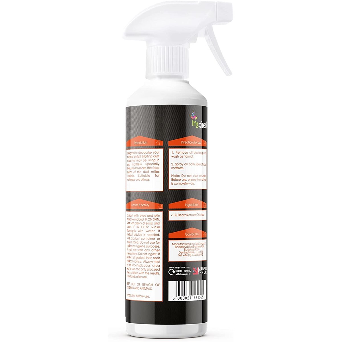 Inspired Mattress Deodoriser and Cleaner Spray with Dust Mite Inhibitor