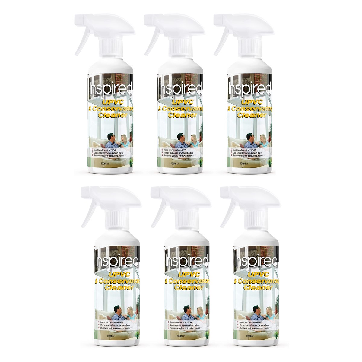 Case of 6 x Inspired UPVC and Conservatory Cleaner Spray 500ml