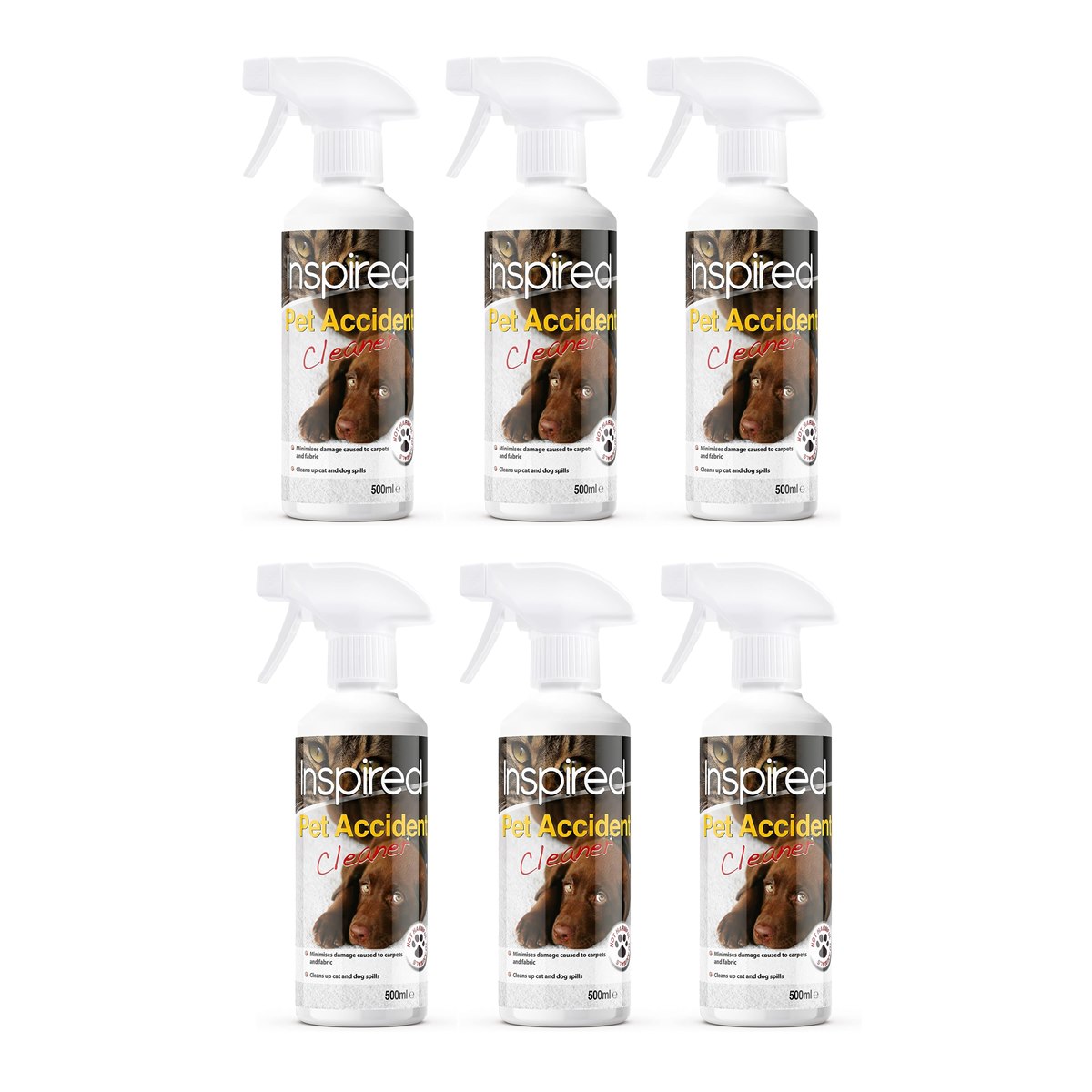 Case of 6 x Inspired Pet Accident Cleaner Spray 500ml