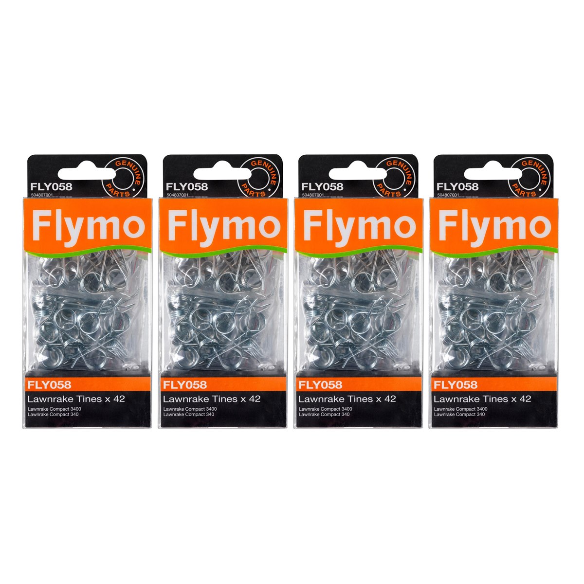 Case of 4 x FLY058 Genuine Flymo Lawnrake Replacement Tines Pack of 42