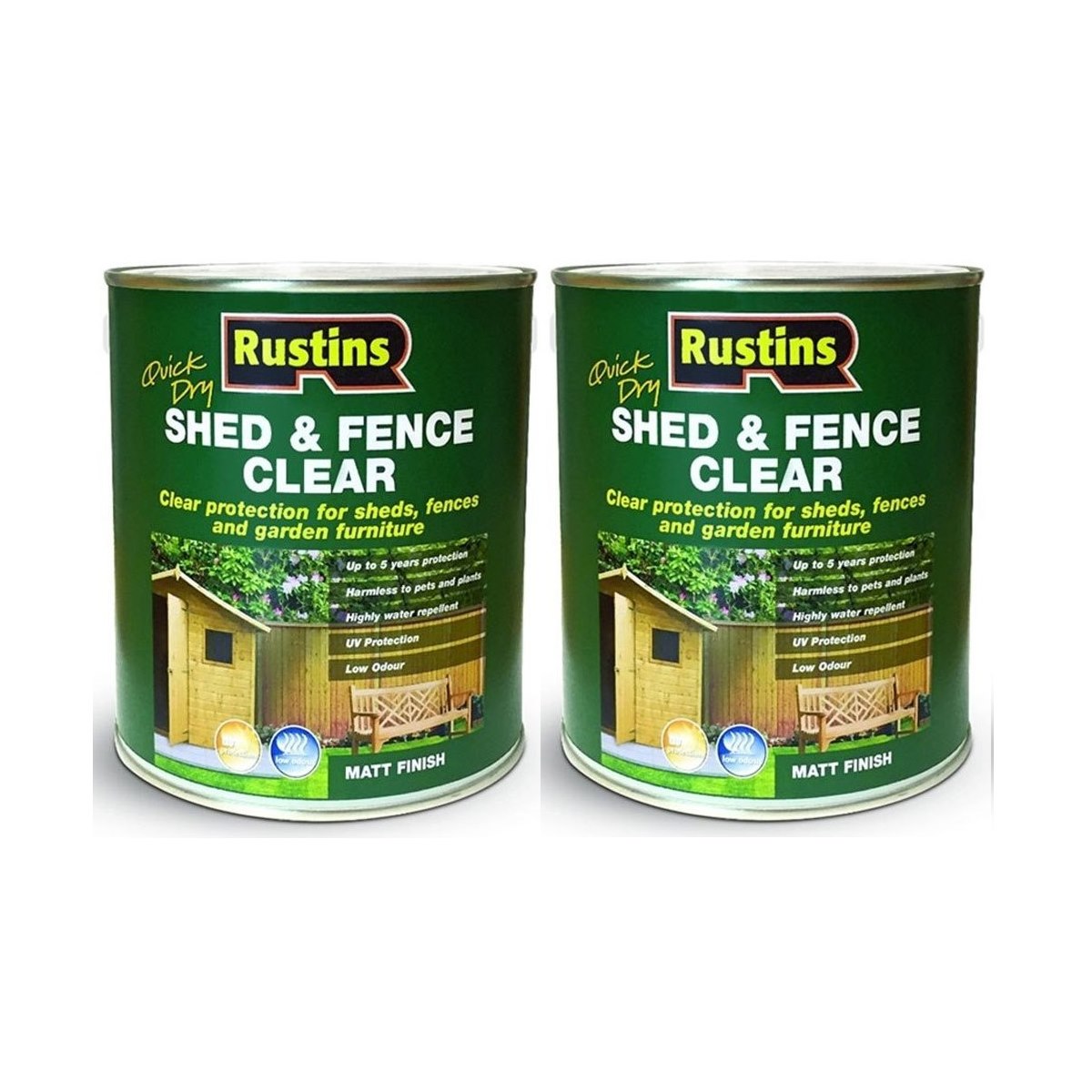 Case of 2 x Rustins Quick Dry Shed and Fence Protector Clear 5 Litre