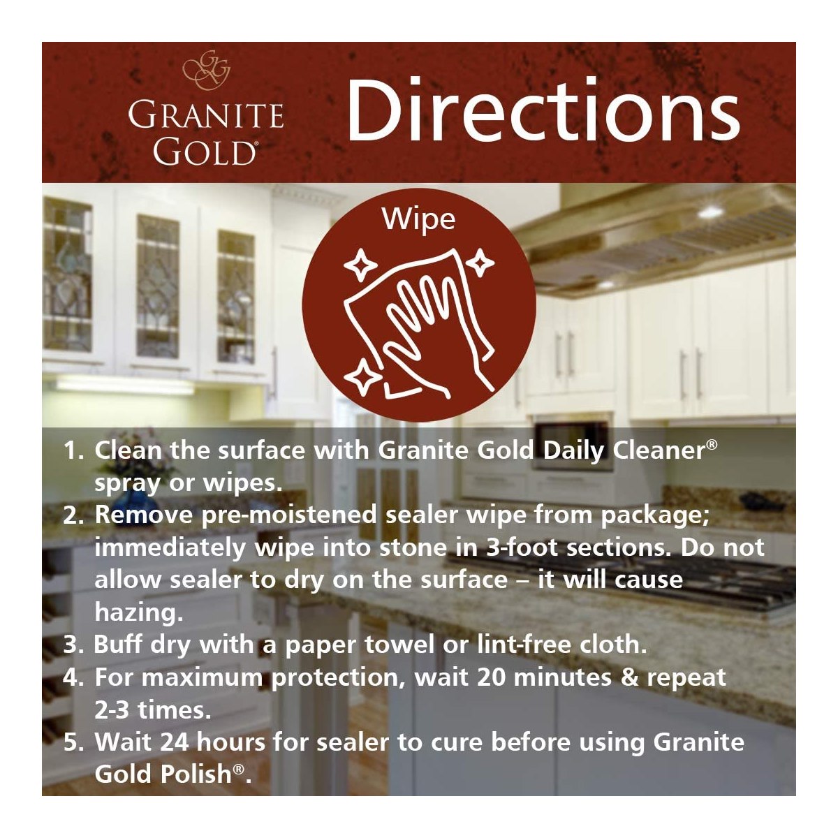 Granite Gold Sealer Wipes Usage Instructions