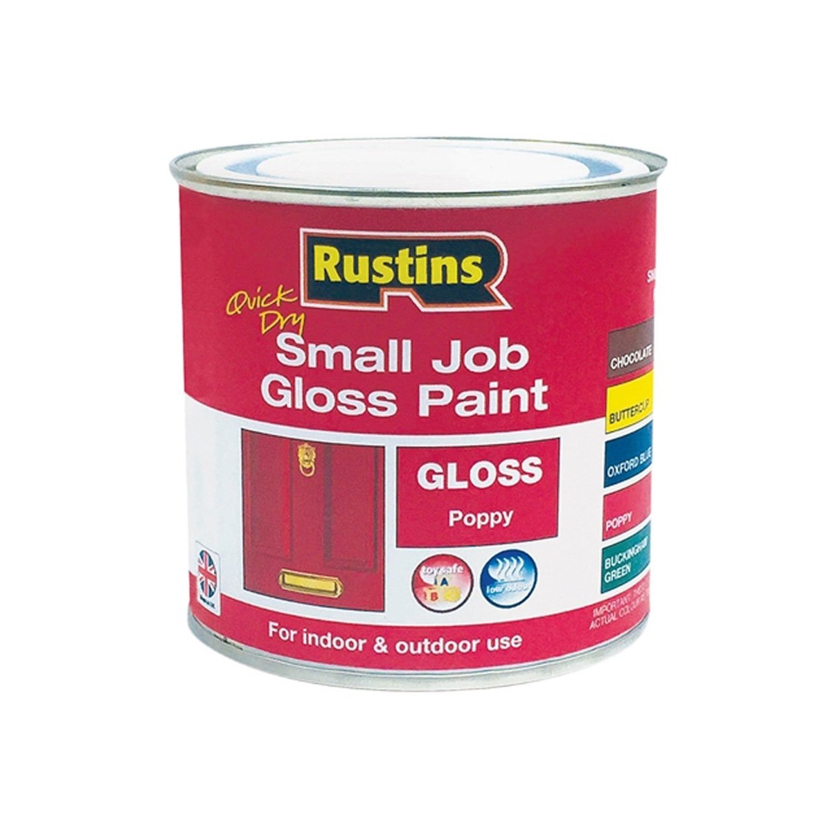 Rustins Quick Dry Small Job Gloss Paint Poppy Red 250ml