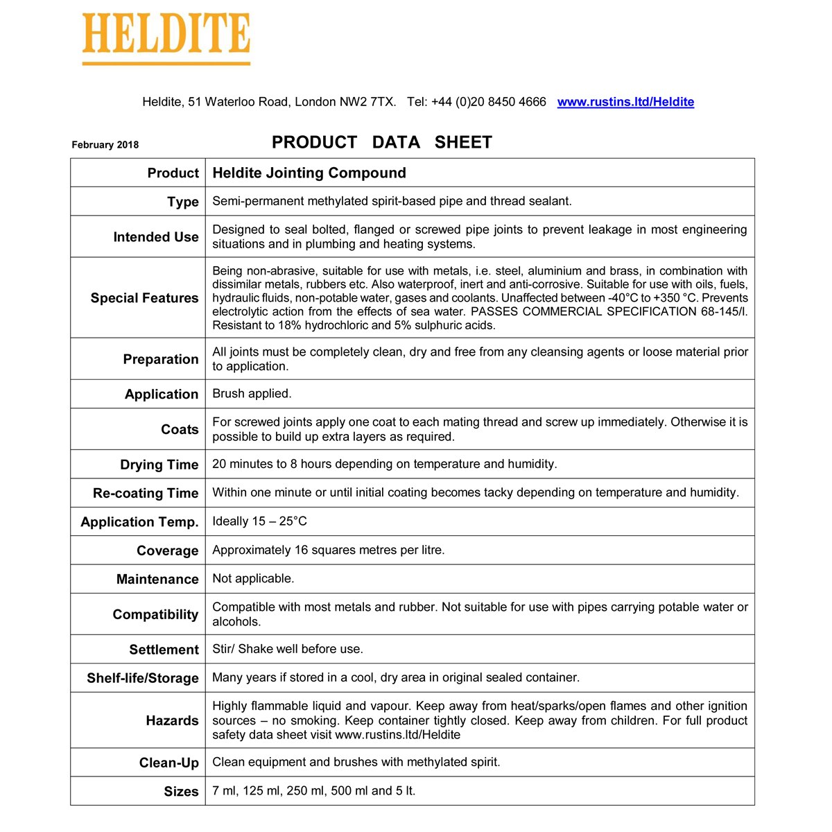 Heldite Jointing Compound Usage Instructions