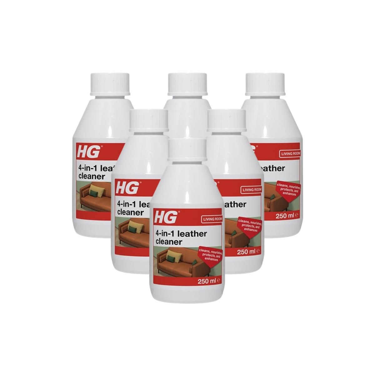 Case of 6 x HG 4 in 1 Leather Cleaner 250ml
