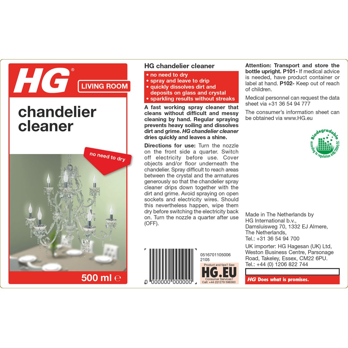 HG Chandelier Spray Usage Instructions