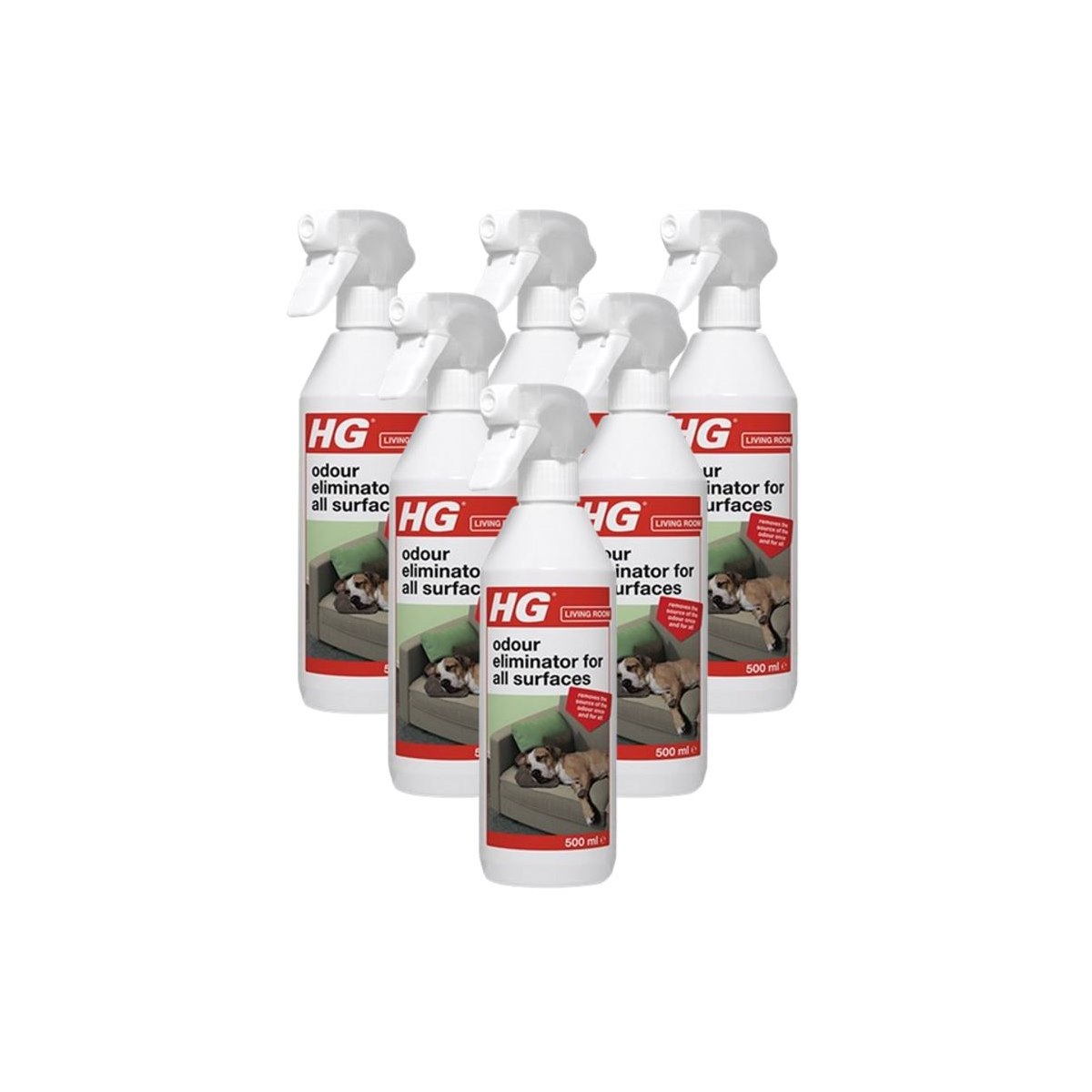 Case of 6 x HG Odour Eliminator For All Surfaces 500ml