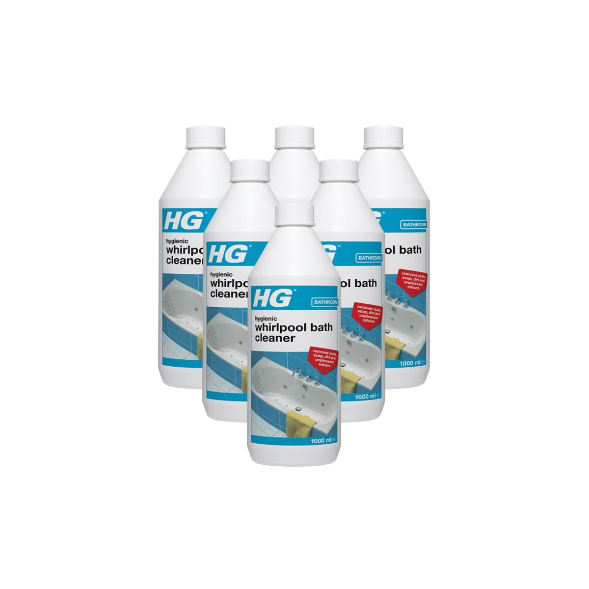 Case of 6 x HG Hygienic Whirlpool Bath Cleaner 1 Litre