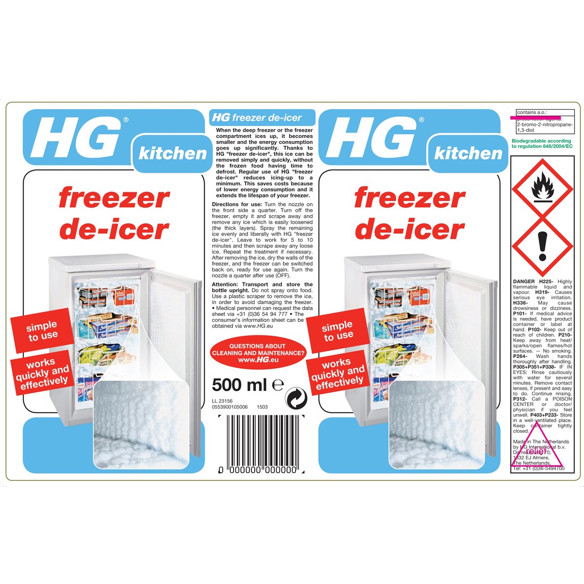 HG Freezer De-Icer Spray Usage Instructions