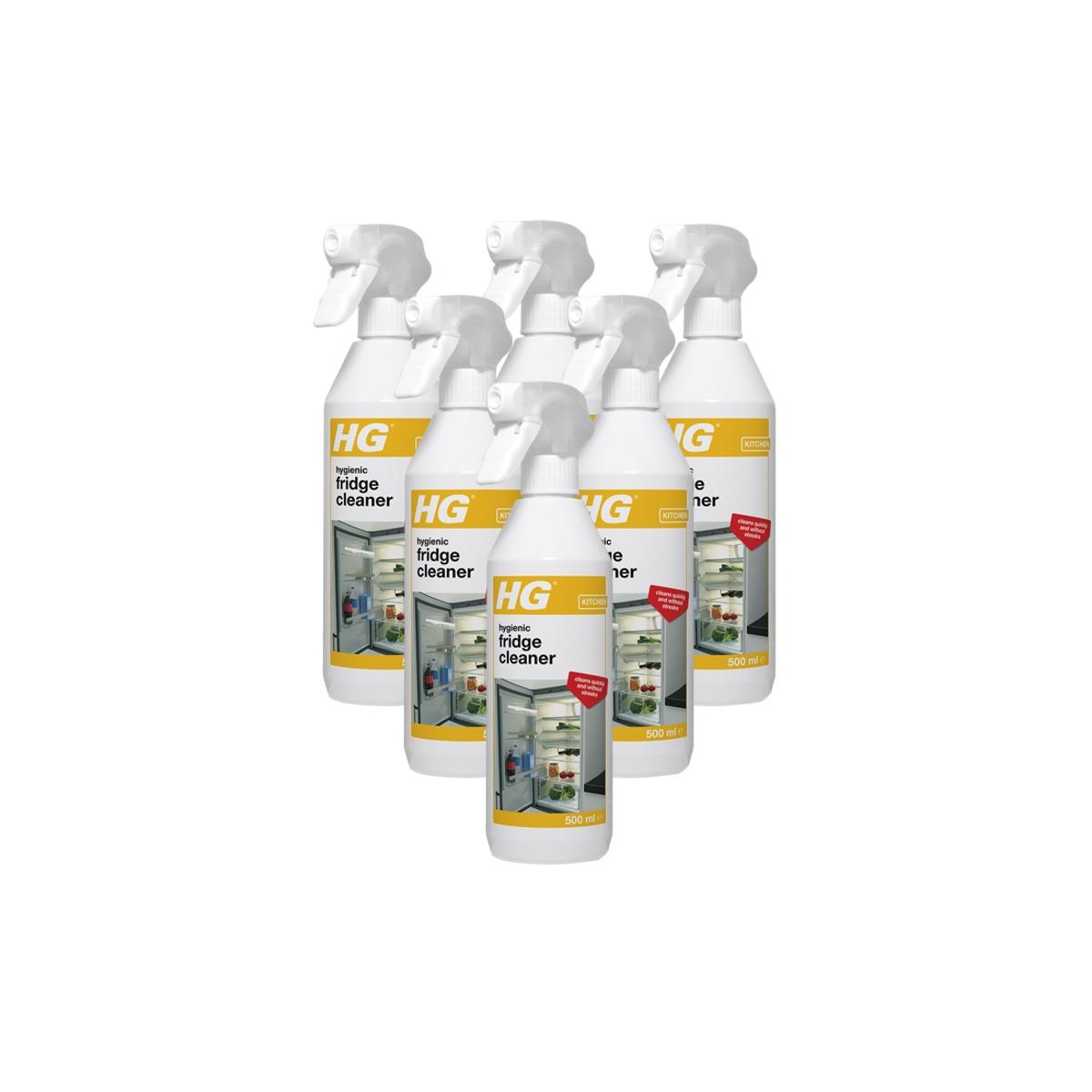 Case of 6 x HG Hygienic Fridge Cleaner Spray 500ml