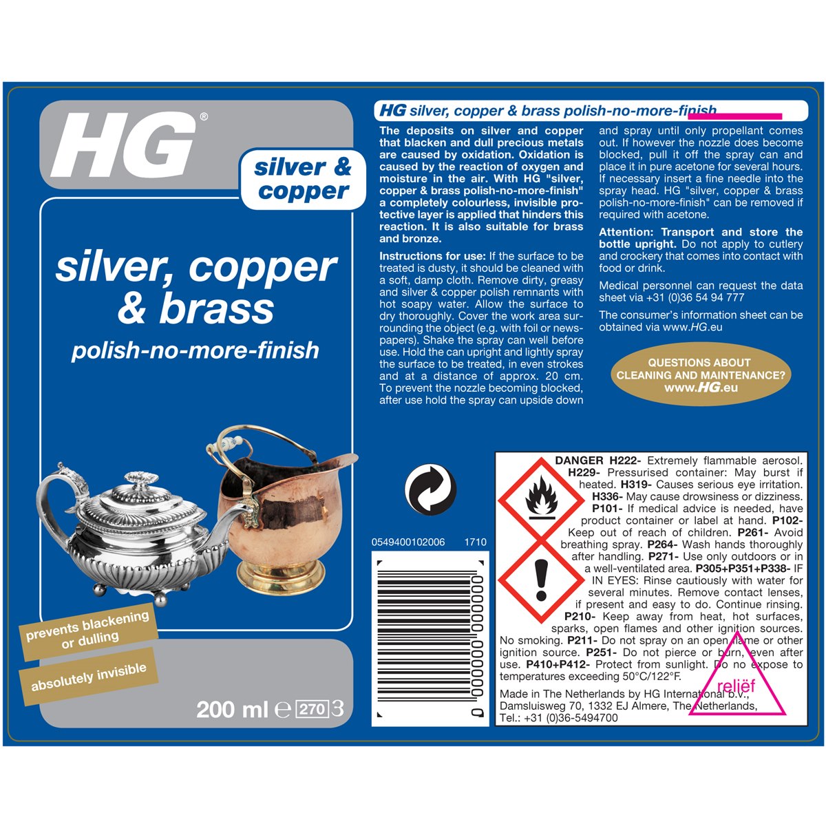 HG Silver, Copper and Brass Polish no More Finish Usage Instructions