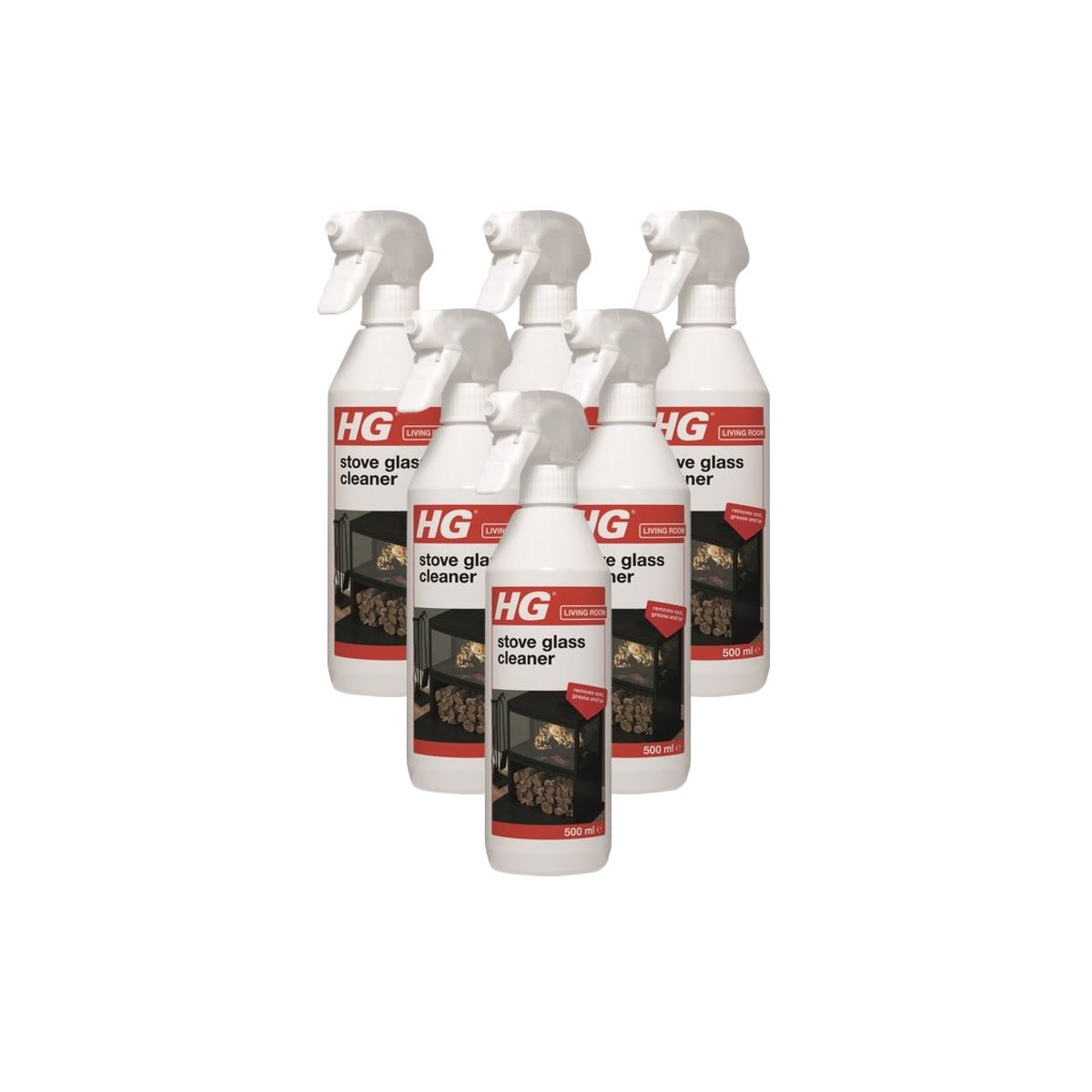 Case of 6 x HG Stove Glass Cleaner Spray 500ml