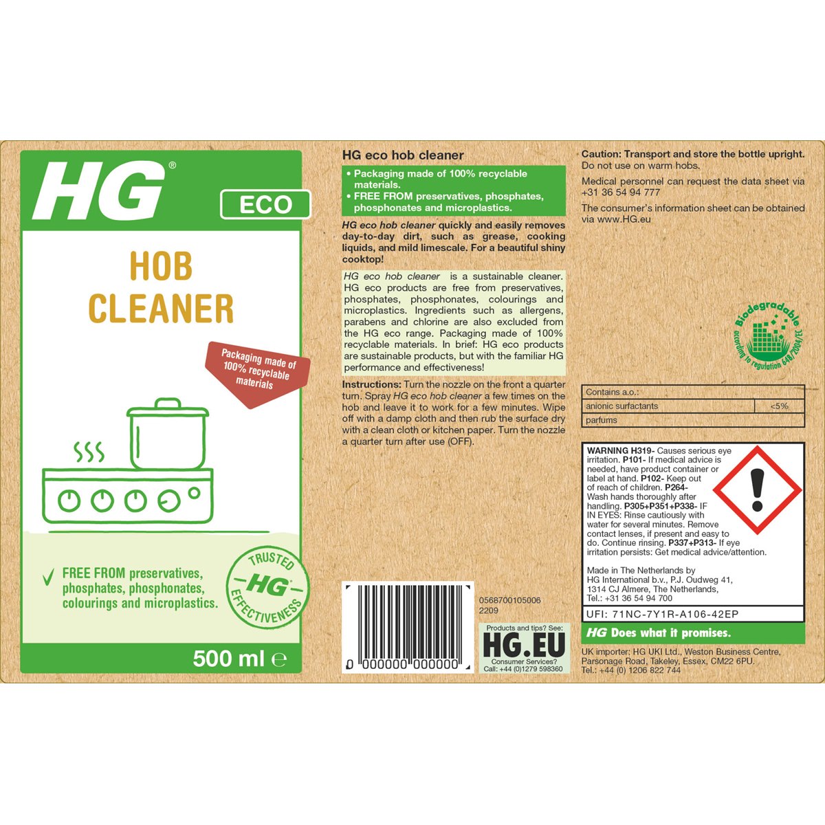 HG Eco Hob Cleaner Spray Instructions