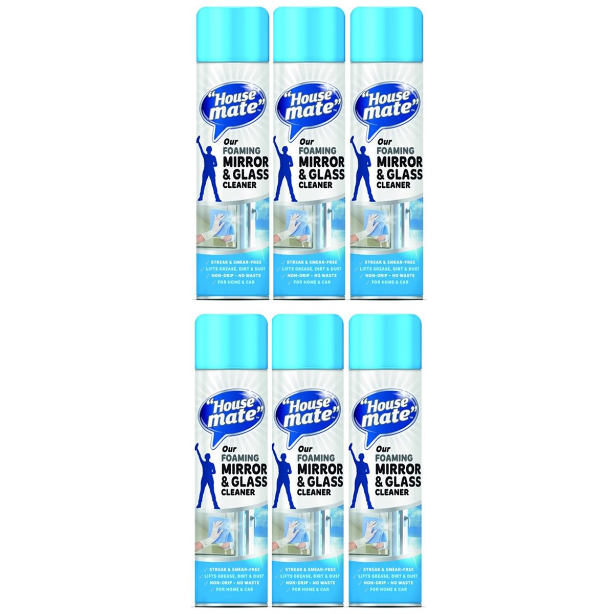 Case of 6 x House Mate Foaming Glass and Window Cleaner Spray 400ml