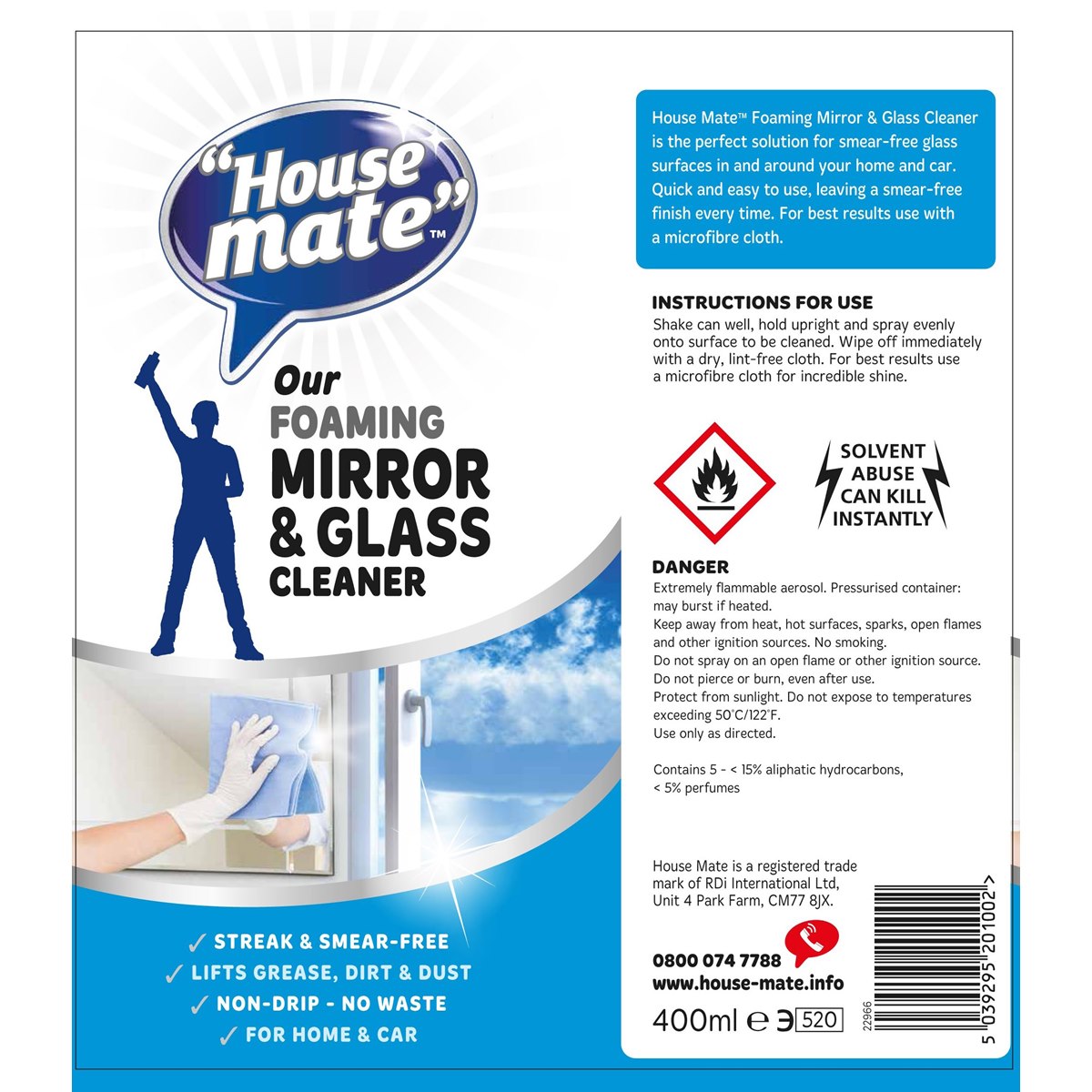 House Mate Foaming Glass Cleaner