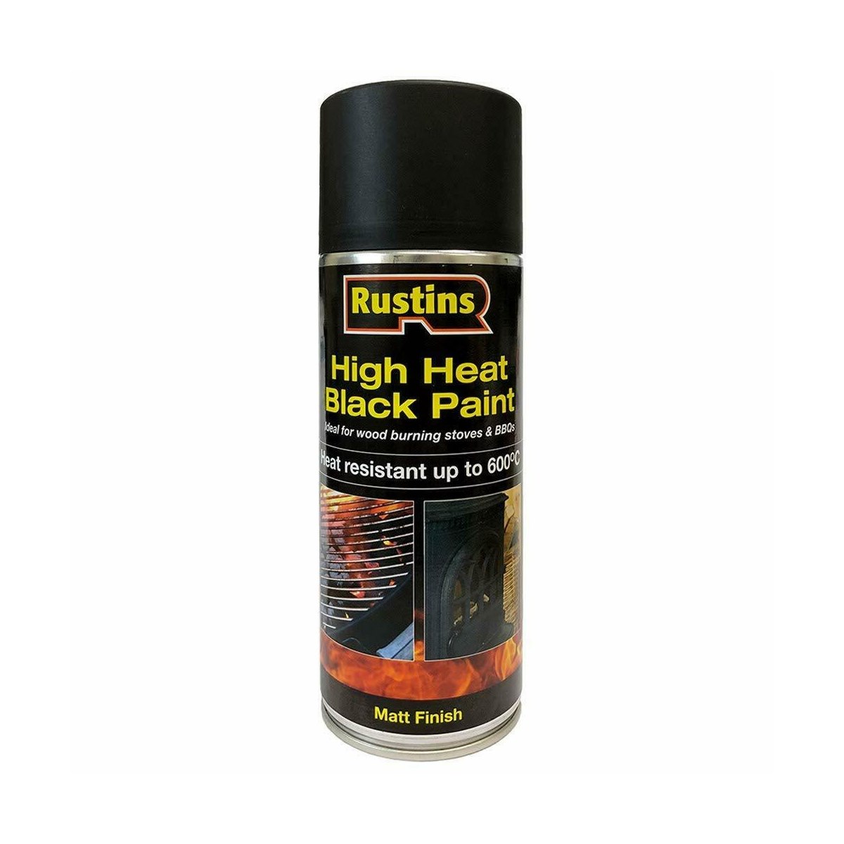 Rustins High Heat Black Paint Spray 400ml