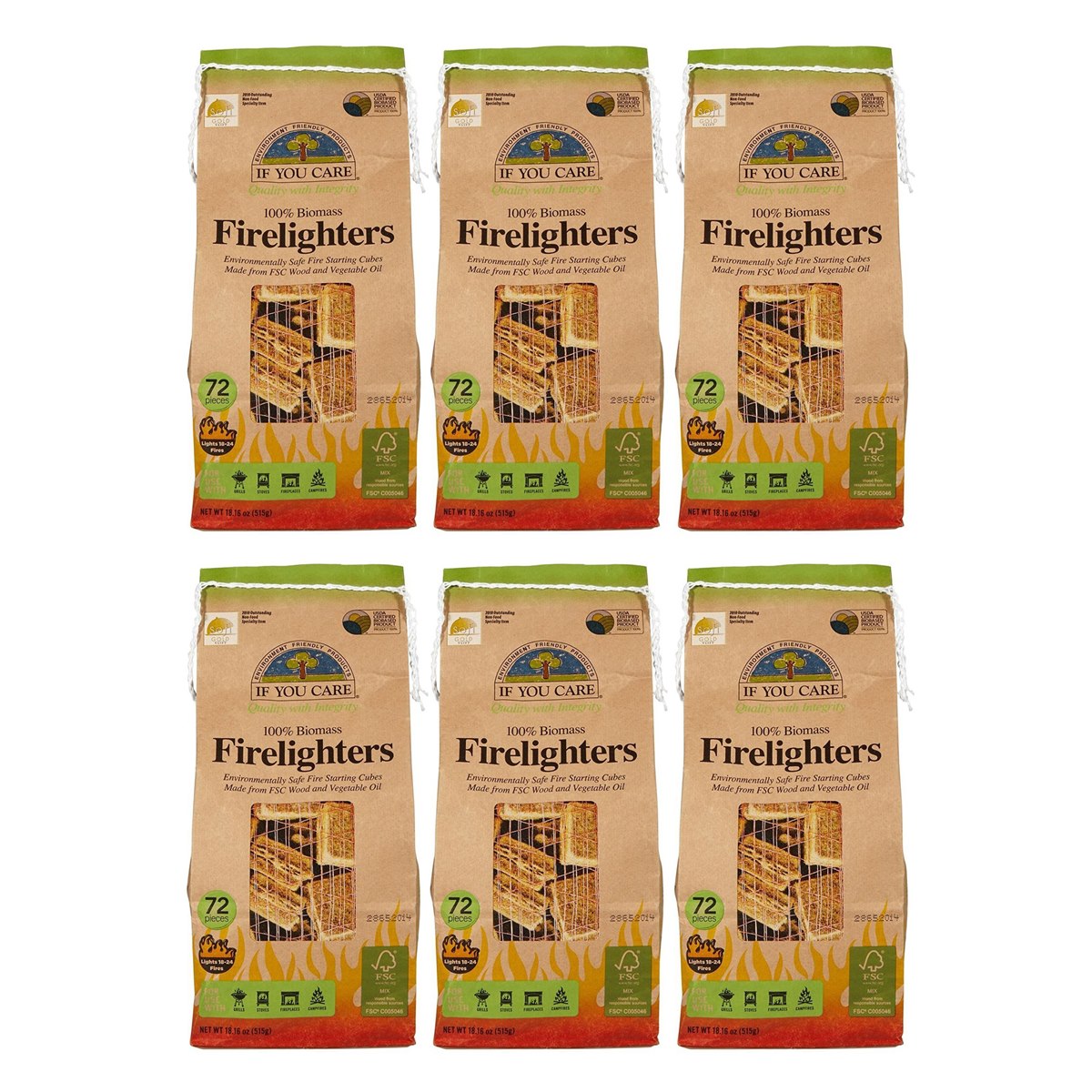 Case of 6 x If You Care 100% Biomass Firelighters Pack of 72