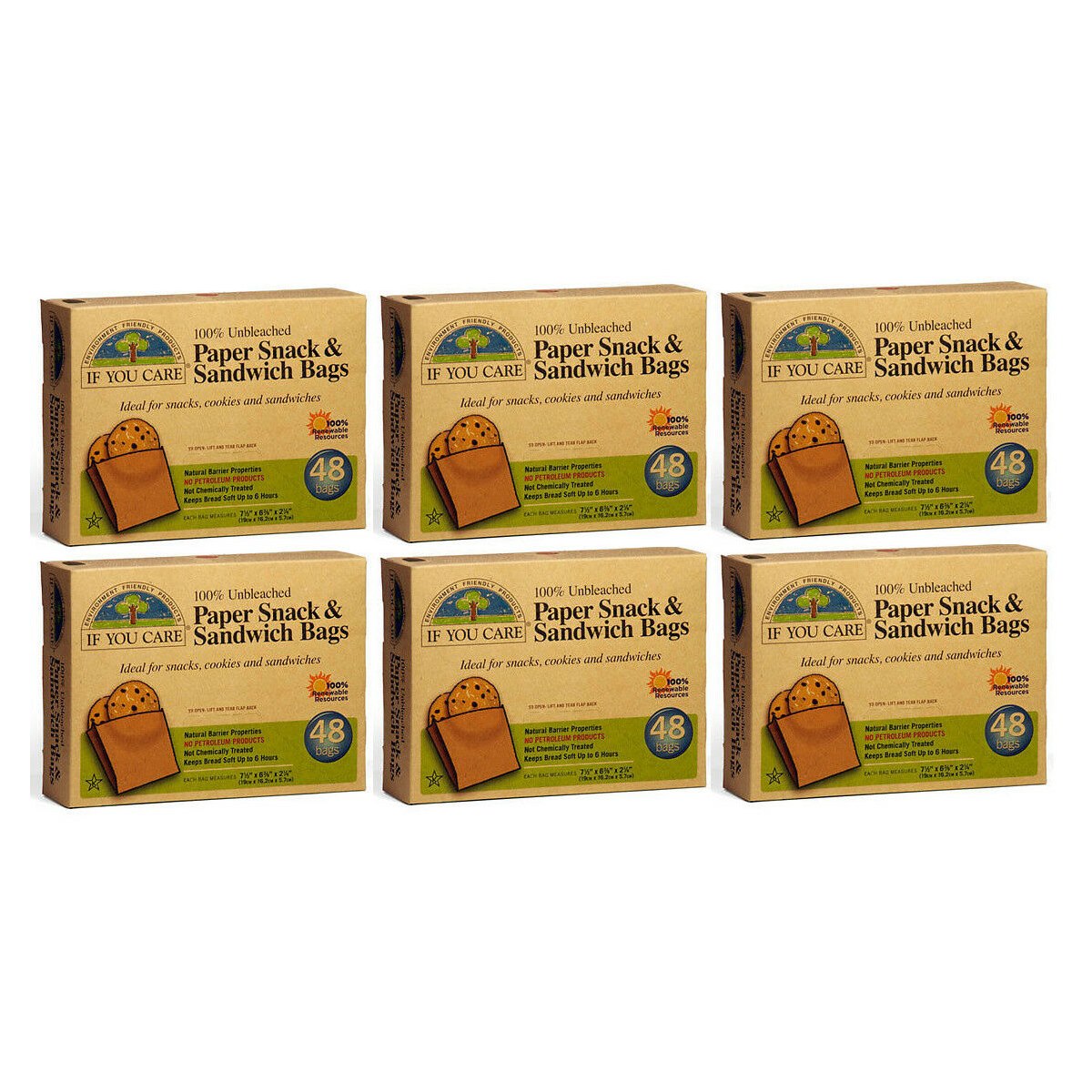 Case of 6 If You Care Paper Sandwich Bags