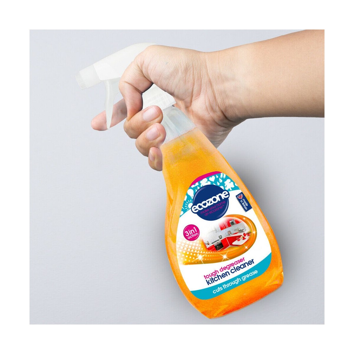 Ecozone 3 in 1 Kitchen Cleaner Tough Degreaser Spray