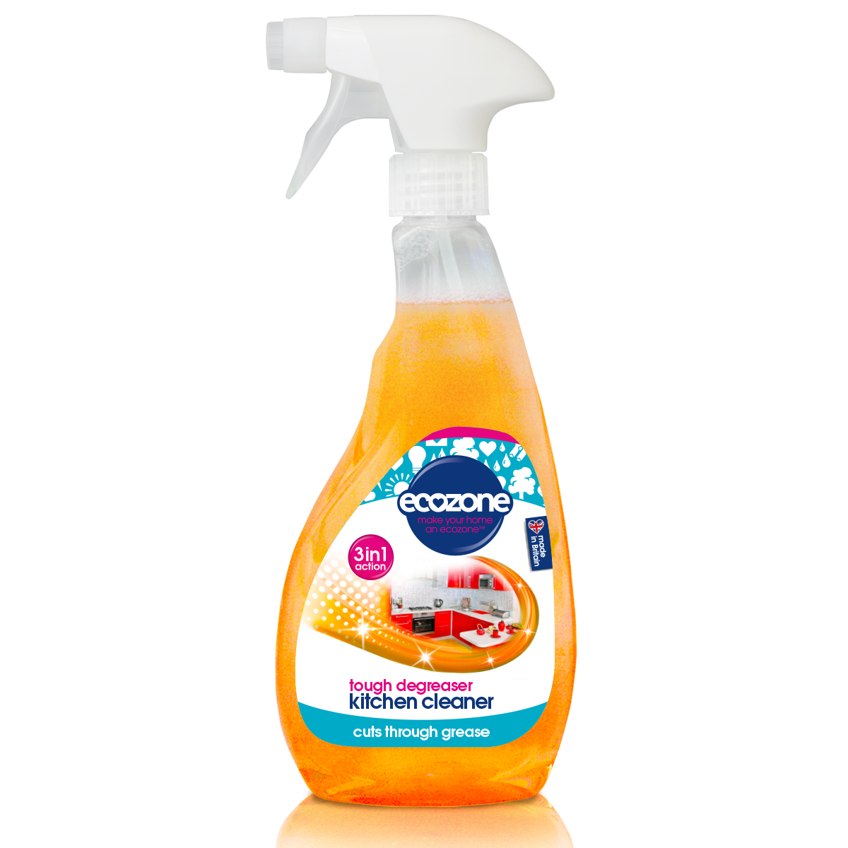 Ecozone 3 in 1 Kitchen Cleaner Tough Degreaser Spray 500ml