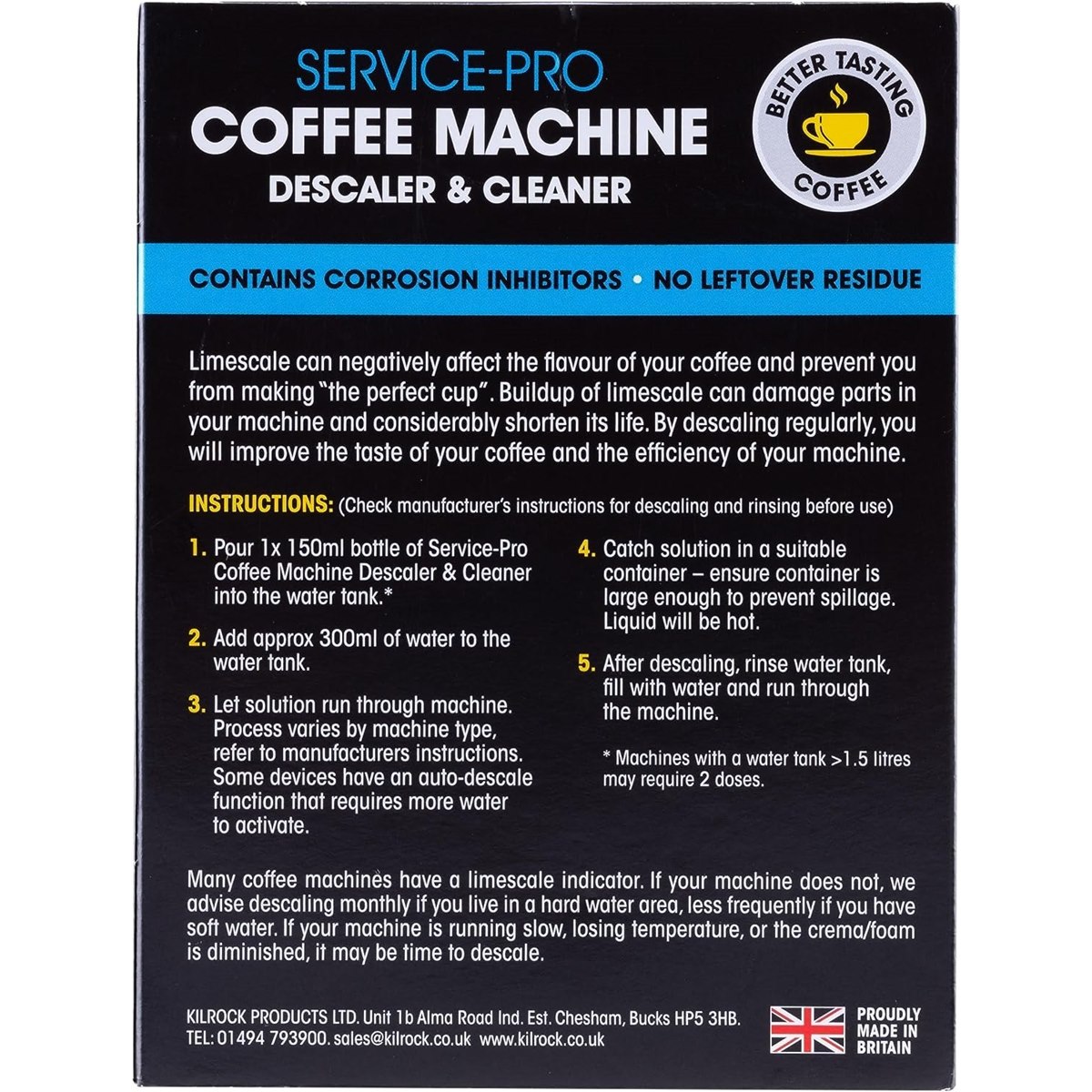 Usage Instructions for Kilrock Coffee Machine Descaler