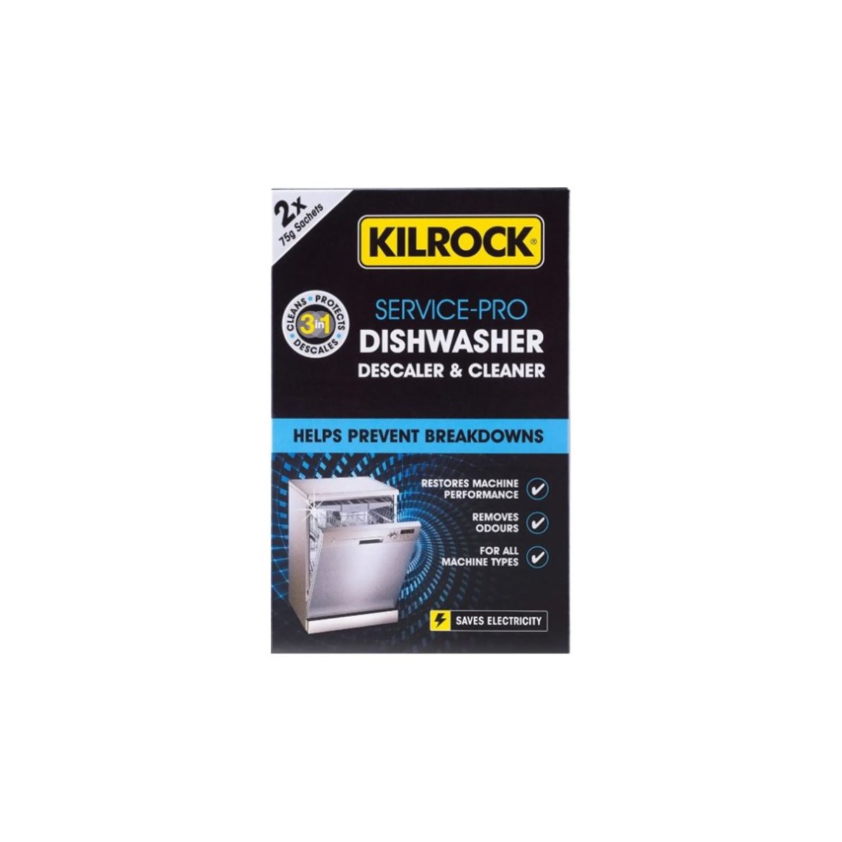 Kilrock Service Pro Dishwasher Descaler and Cleaner 2 x 75g Sachets