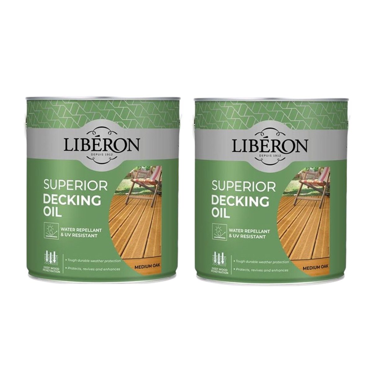 Case of 2 x Liberon Superior Decking Oil Medium Oak 5 Litre