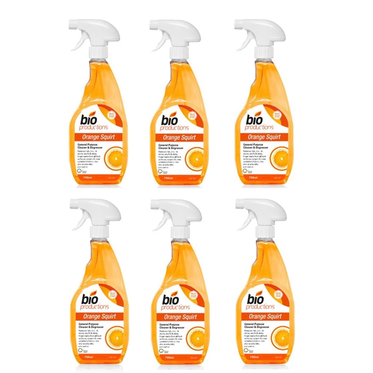 Case of 6 x Bio Productions Orange Squirt General Purpose Cleaner & Degreaser 750ml