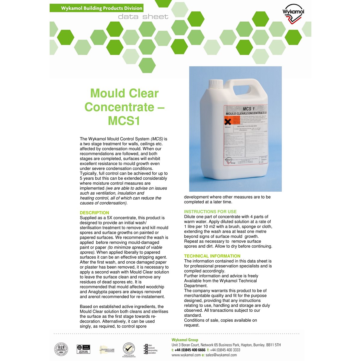Wykamol MCS1 No More Mould Solution Concentrate
