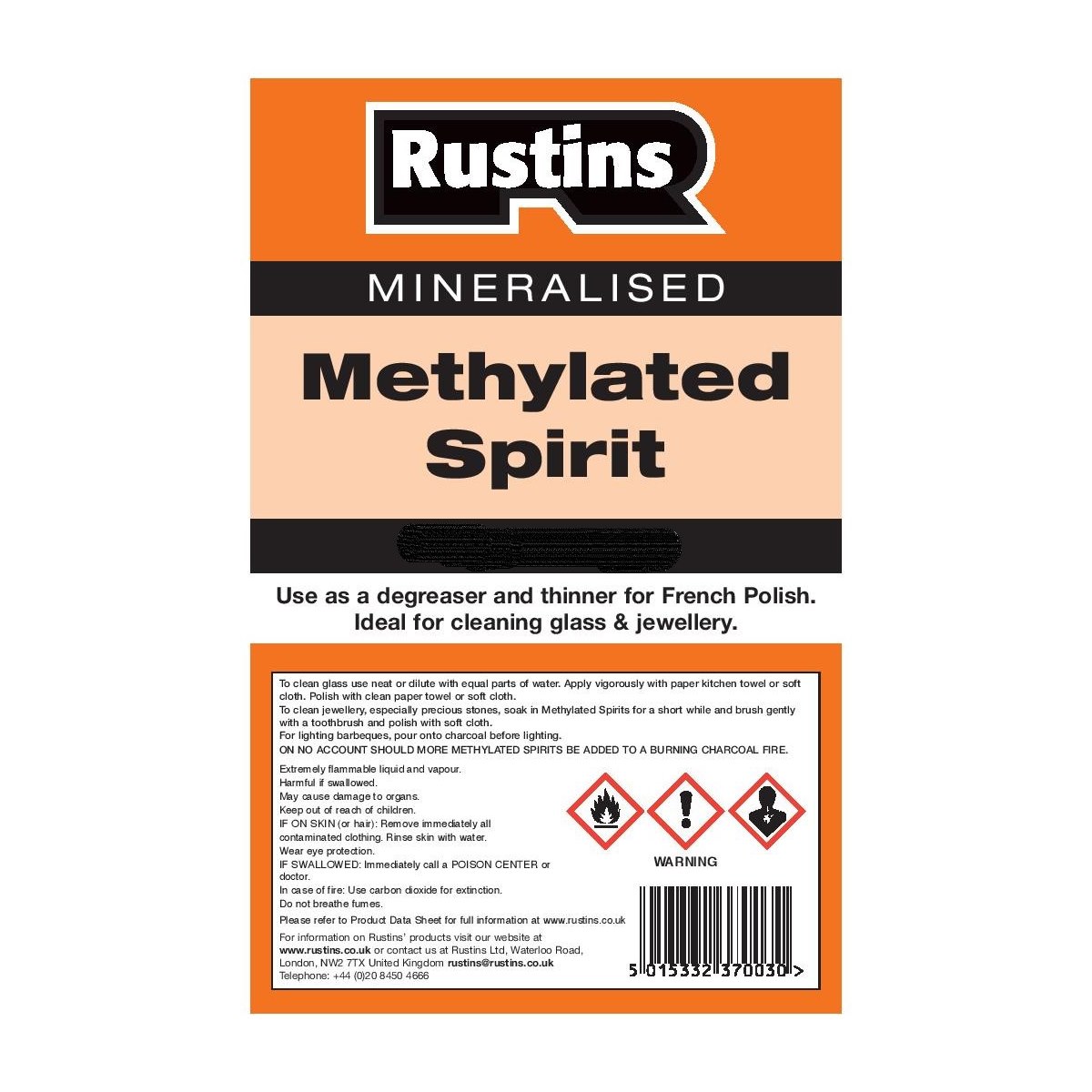 Rustins Methylated Spirits Usage Instructions