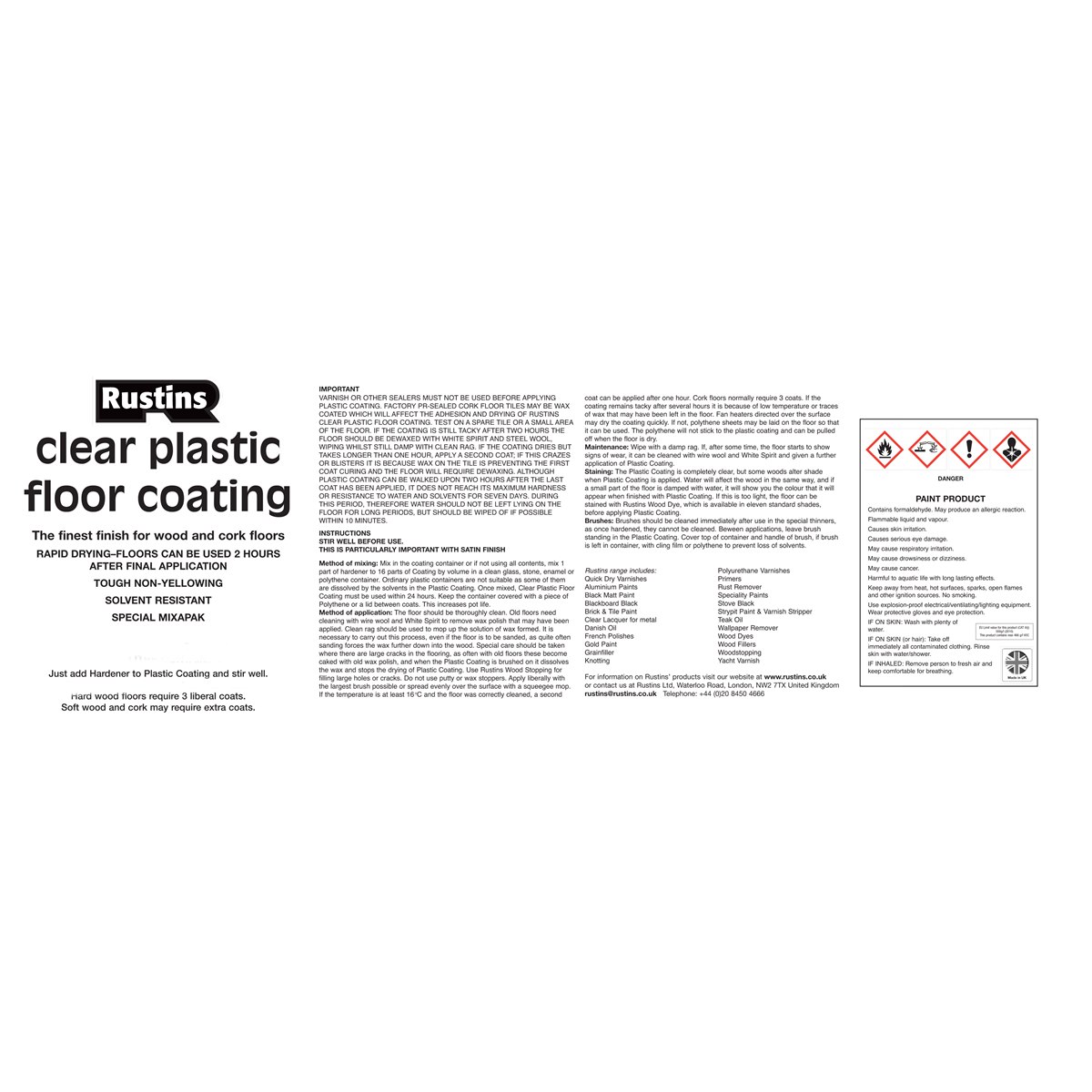Where to Buy Rustins Clear Plastic Floor Coating Gloss 