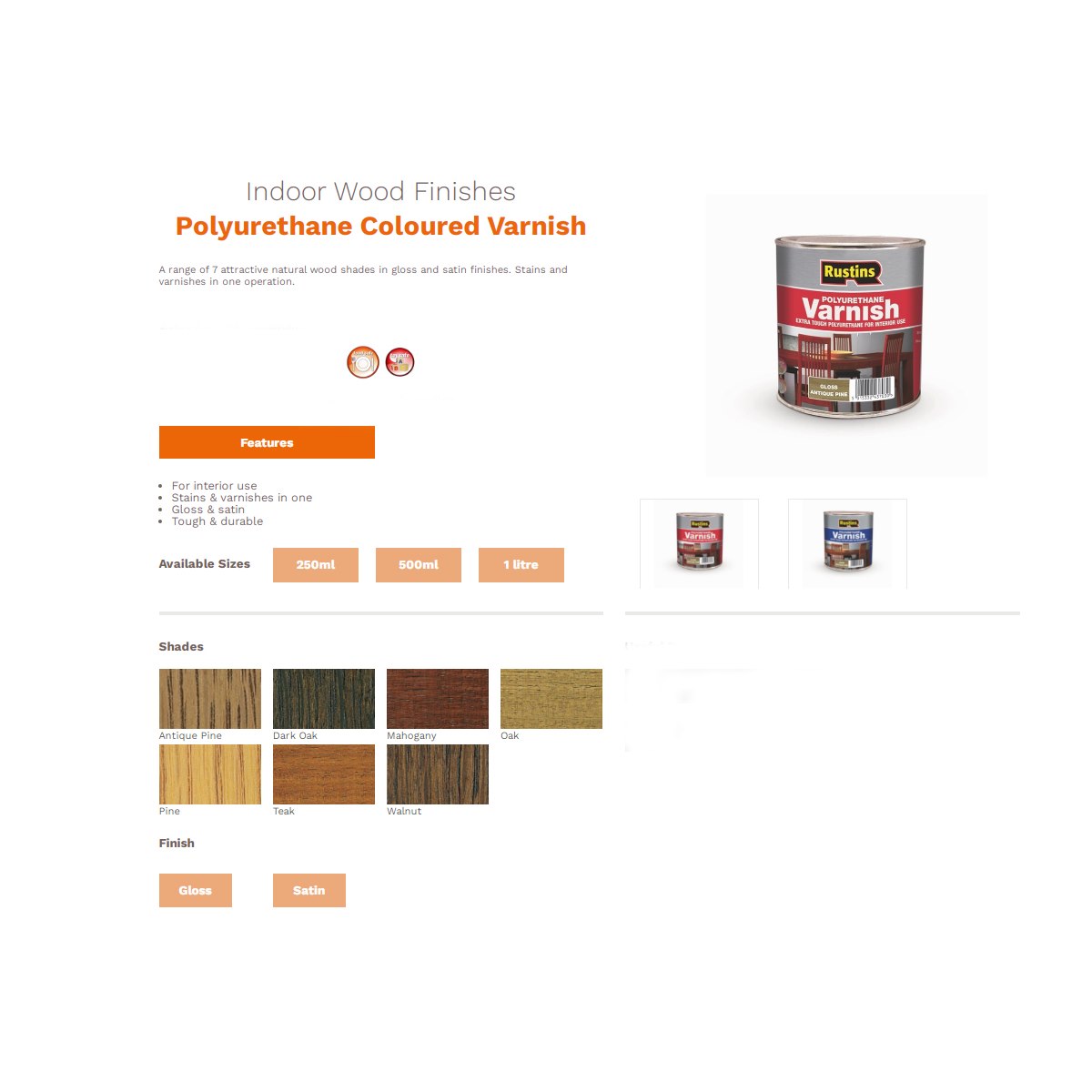 Where to Buy Rustins Polyurethane Coloured Varnish