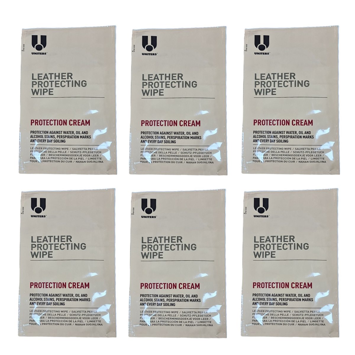 Case of 6 x Uniters Leather Protection Cream Protecting Wipe