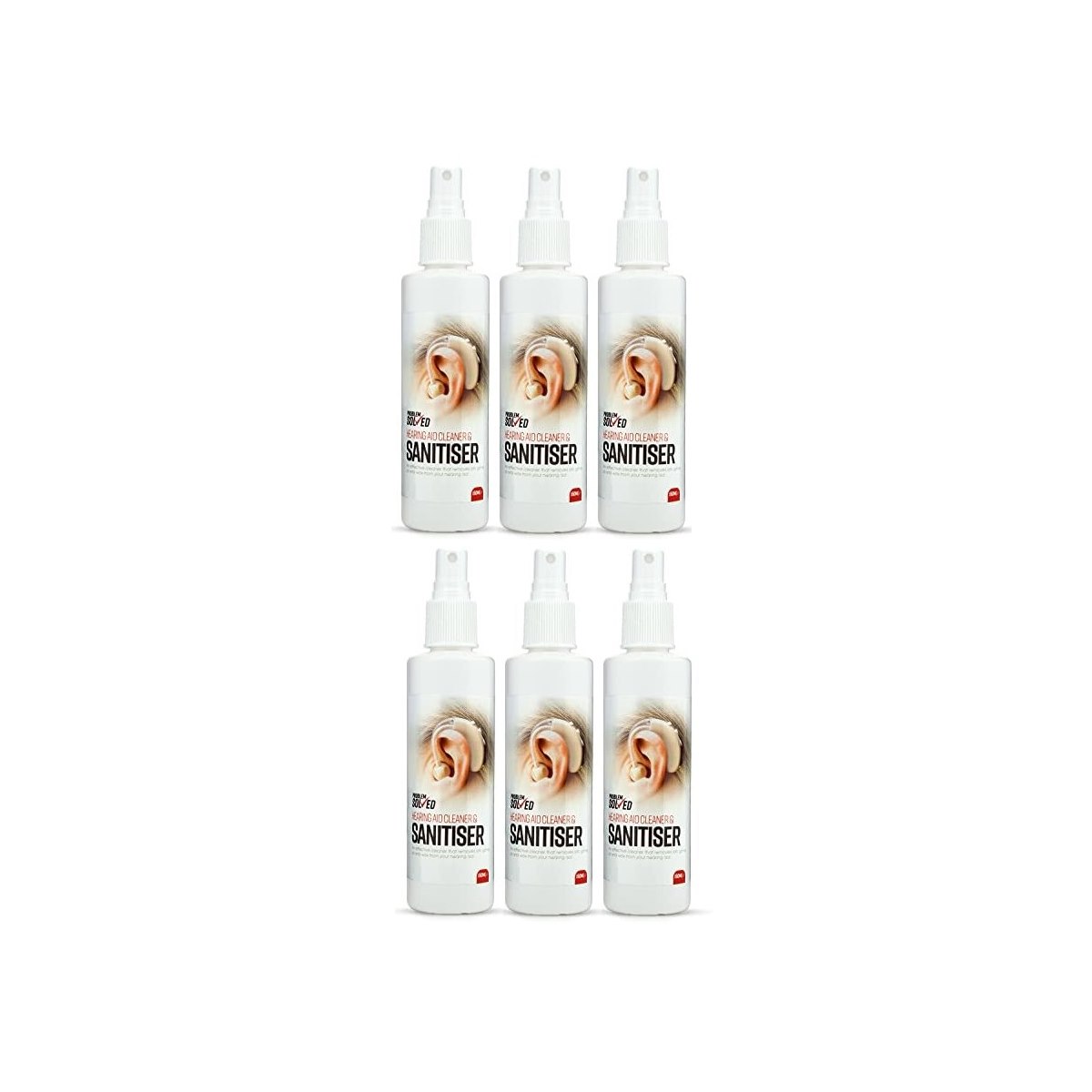 Case of 6 x Problem Solved Hearing Aid Cleaner and Sanitiser Spray 150ml
