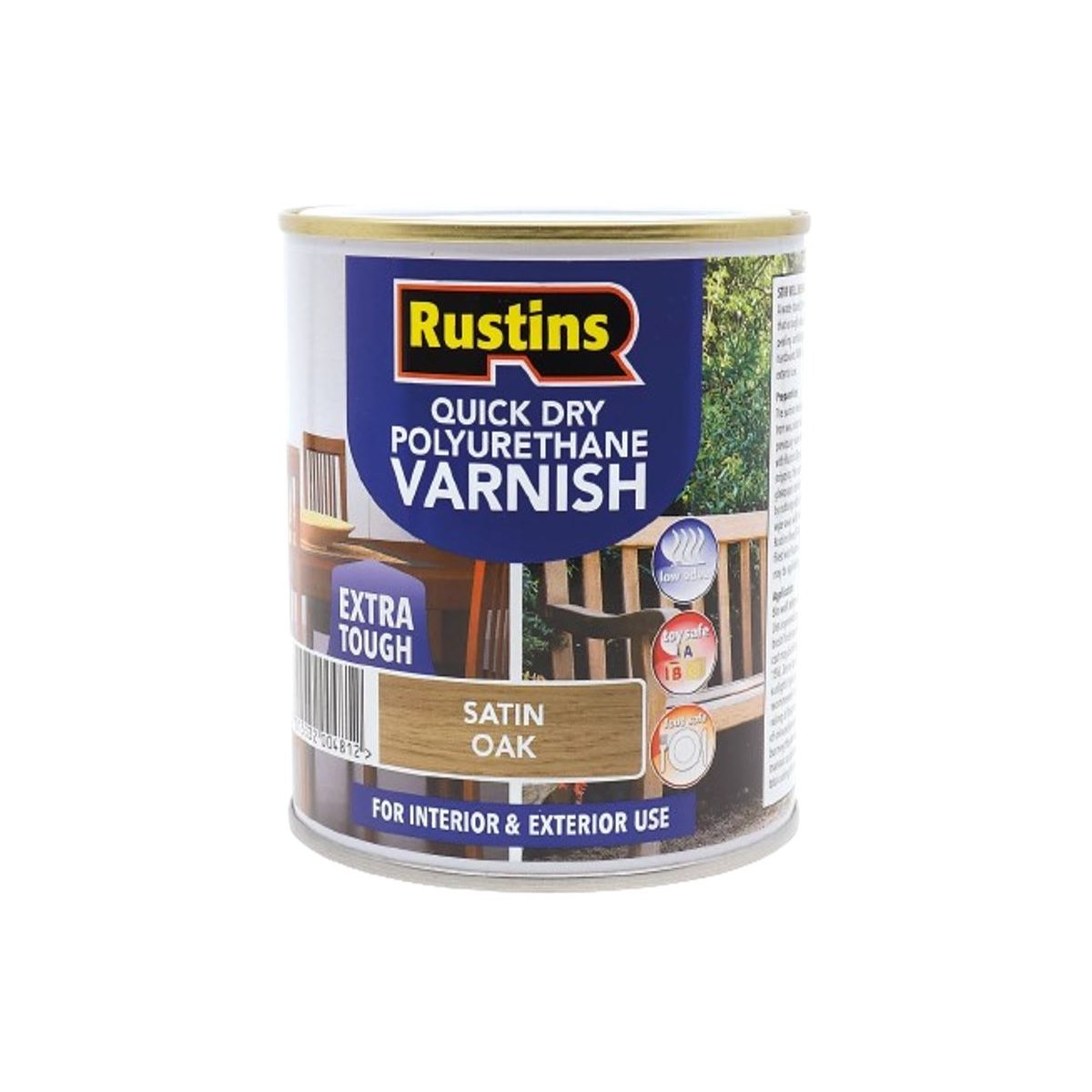 Satin Oak 2.5L Rustins Quick Dry Polyurethane Varnish Extra Tough Interior and Exterior Use