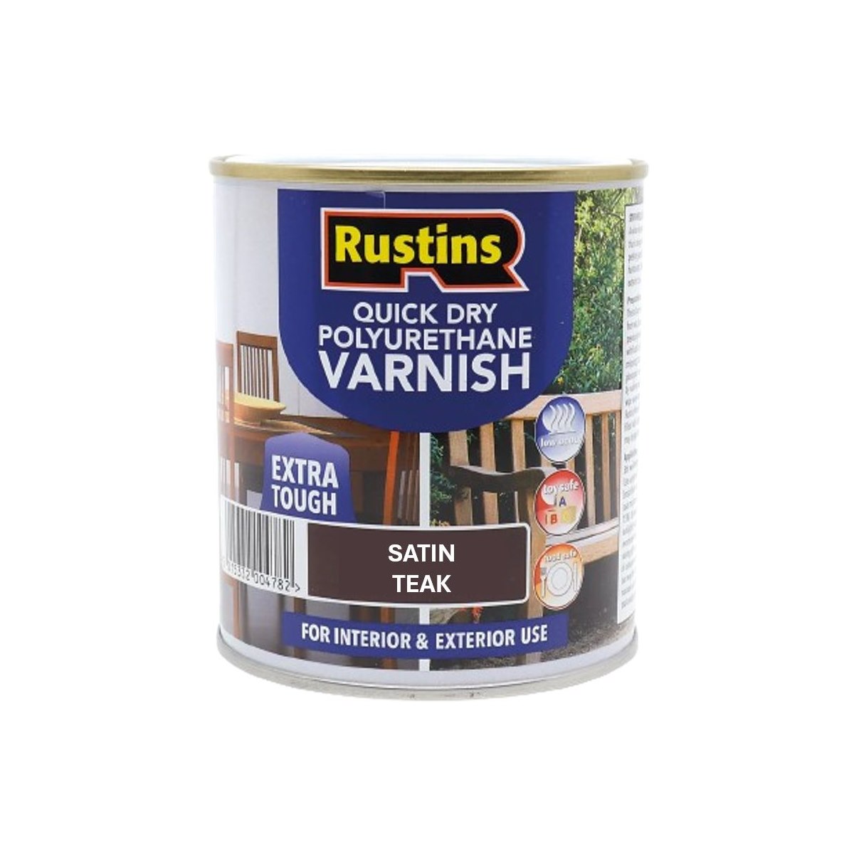 Satin Teak 2.5L Rustins Quick Dry Polyurethane Varnish Extra Tough Interior and Exterior Use