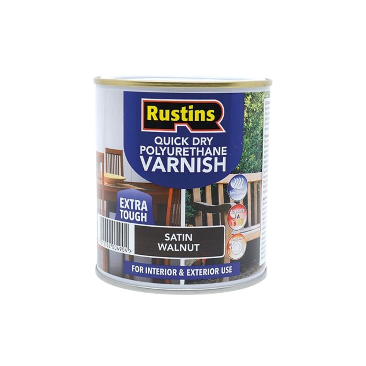 Rustins QD Polyurethane Vanish Extra Tough Satin Walnut 500ml
