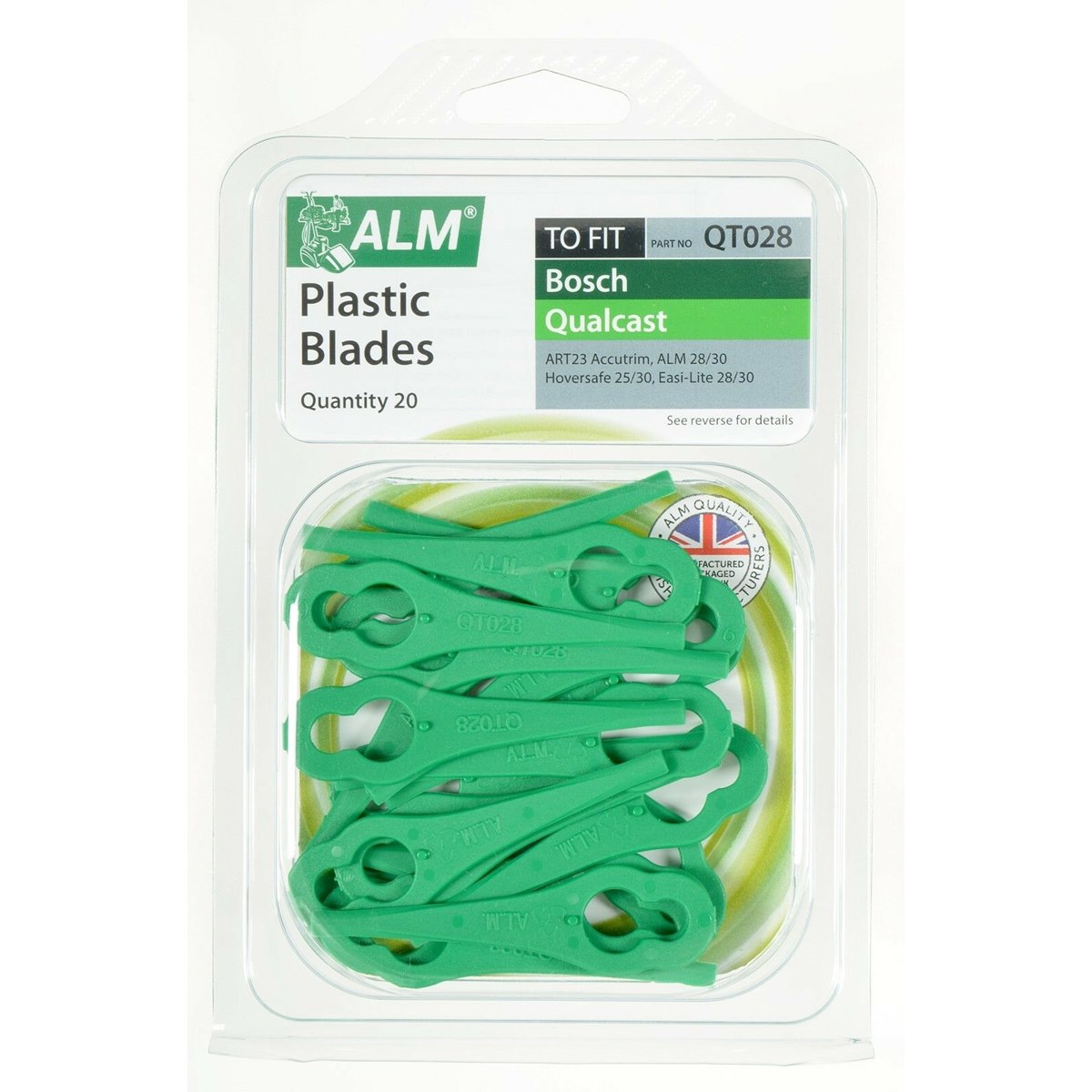 ALM QT028 Plastic Strimmer Blades Bosch and Qualcast Models Pack of 20