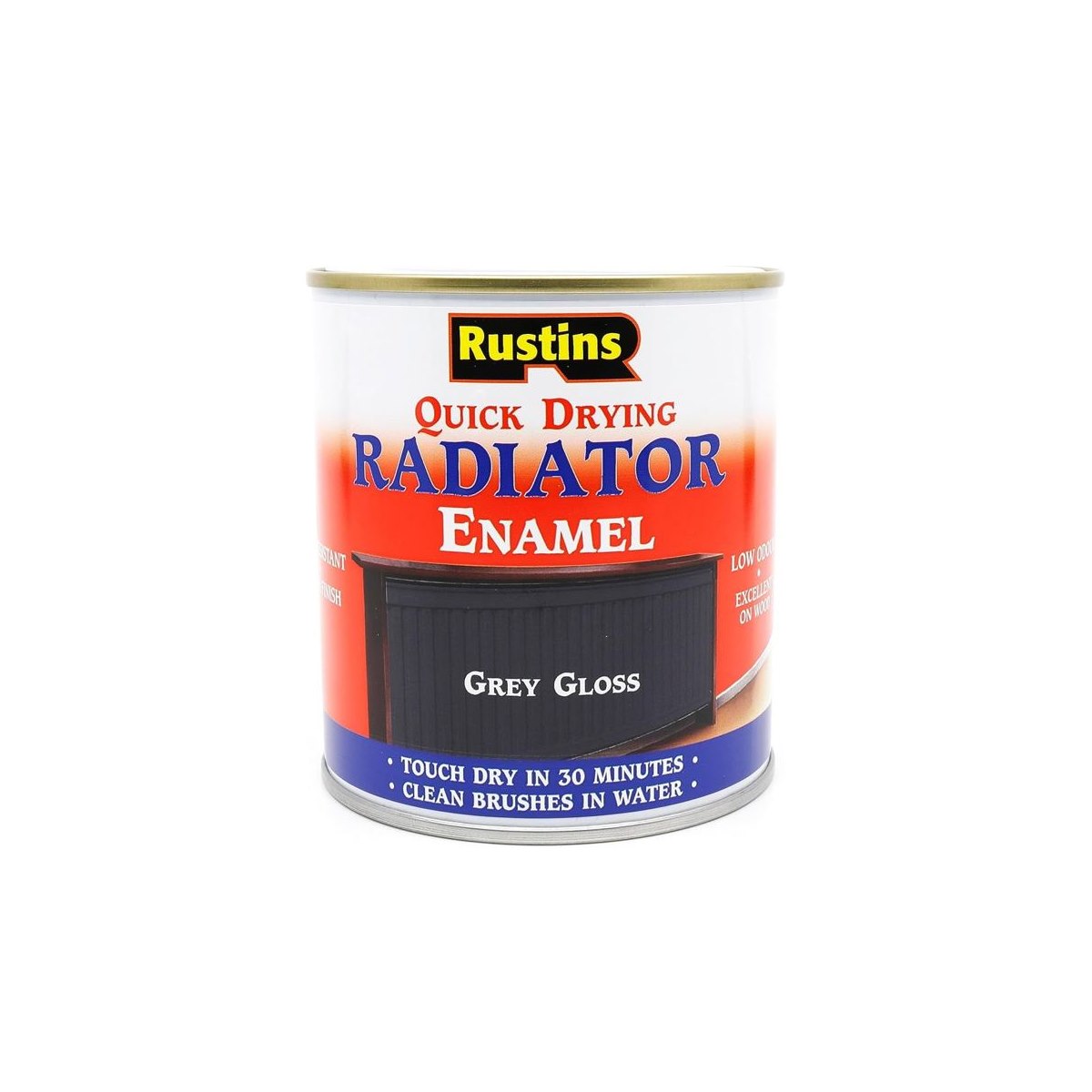 Rustins Quick Drying Radiator Enamel Grey Gloss 500ml