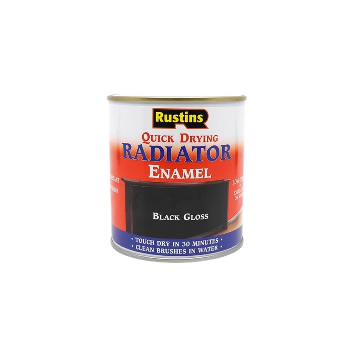 Rustins Quick Drying Radiator Enamel Black Gloss 500ml