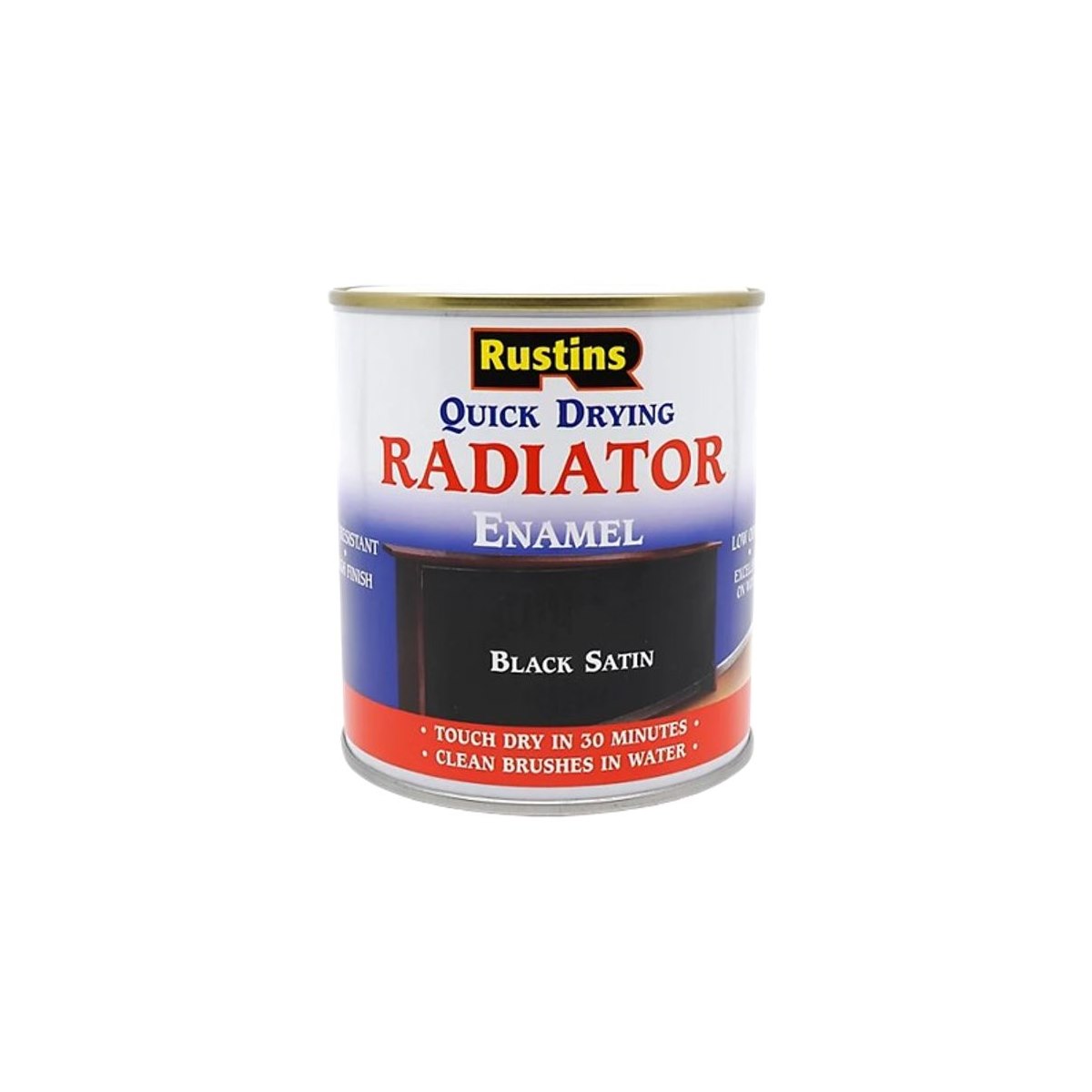 Rustins Quick Drying Radiator Enamel Black Satin 500ml