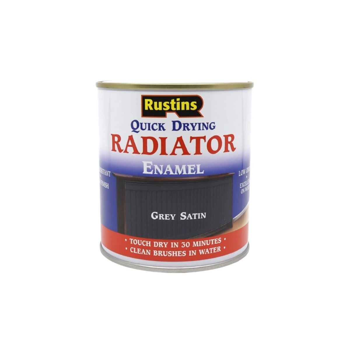 Rustins Quick Drying Radiator Enamel Grey Satin 500ml