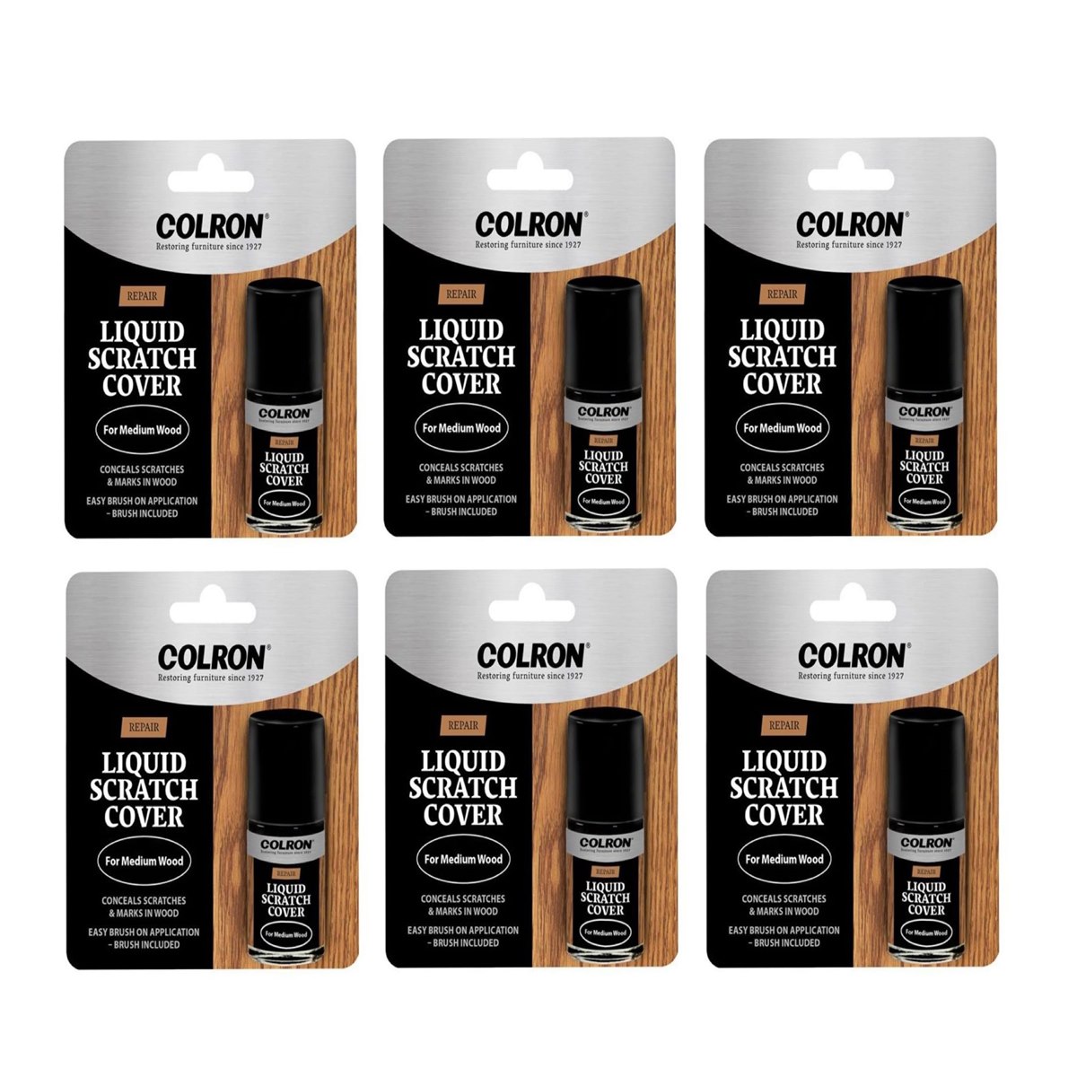 Case of 6 x Colron Liquid Scratch Cover Medium Wood 14ml